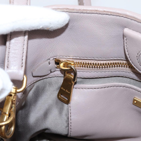 Miu Miu Matelasse Hand Bag Leather 2way Purple Gold Auth 206929A