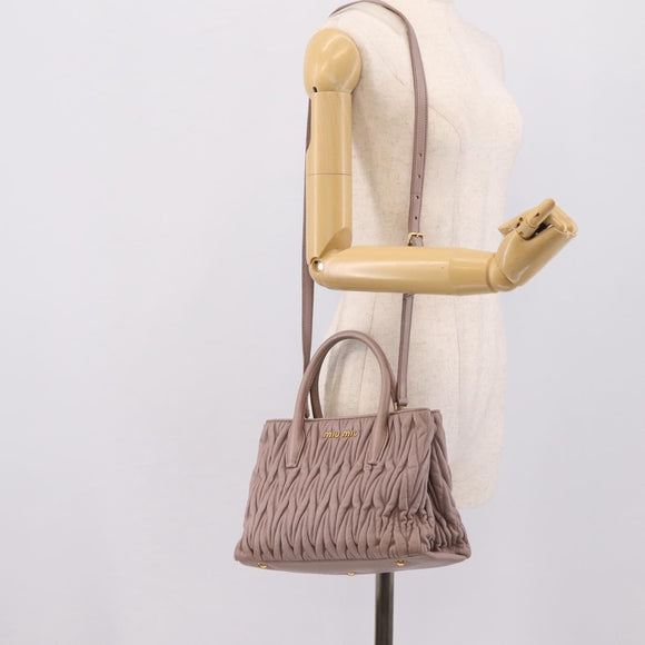 Miu Miu Matelasse Hand Bag Leather 2way Purple Gold Auth 206929A