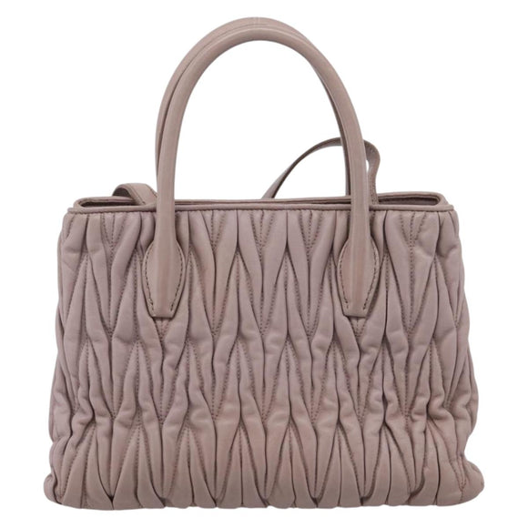 Miu Miu Matelasse Hand Bag Leather 2way Purple Gold Auth 206929A
