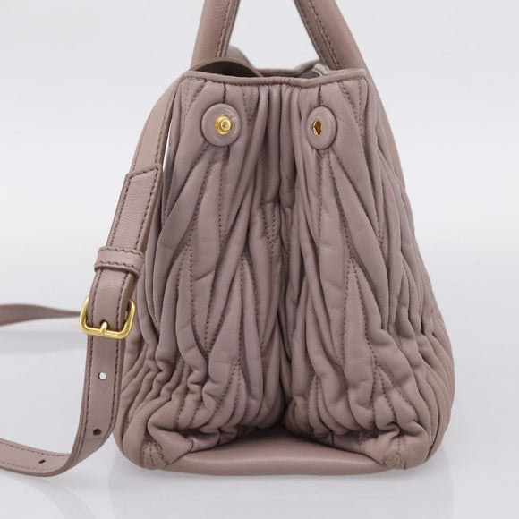 Miu Miu Matelasse Hand Bag Leather 2way Purple Gold Auth 206929A