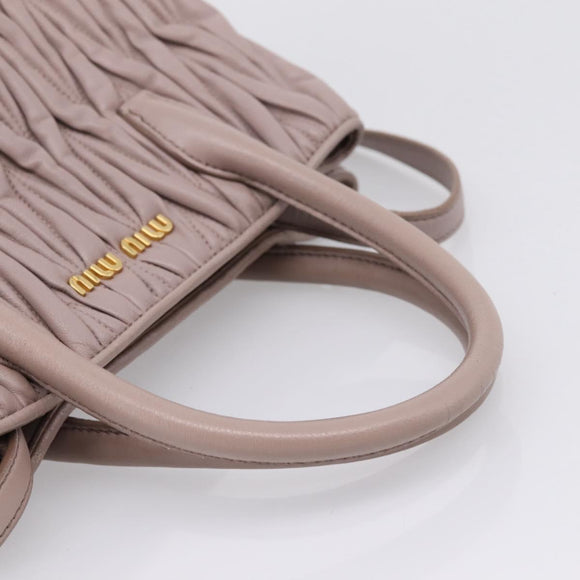 Miu Miu Matelasse Hand Bag Leather 2way Purple Gold Auth 206929A