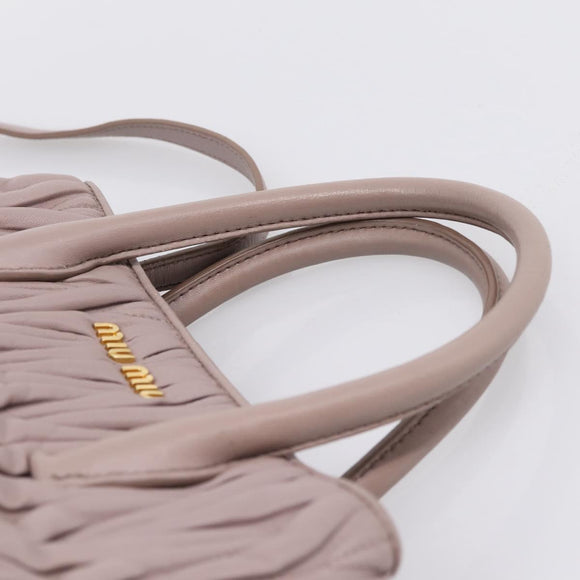 Miu Miu Matelasse Hand Bag Leather 2way Purple Gold Auth 206929A