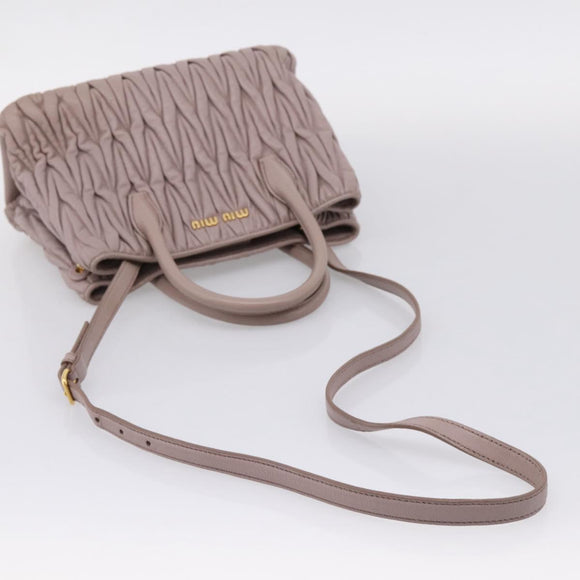 Miu Miu Matelasse Hand Bag Leather 2way Purple Gold Auth 206929A