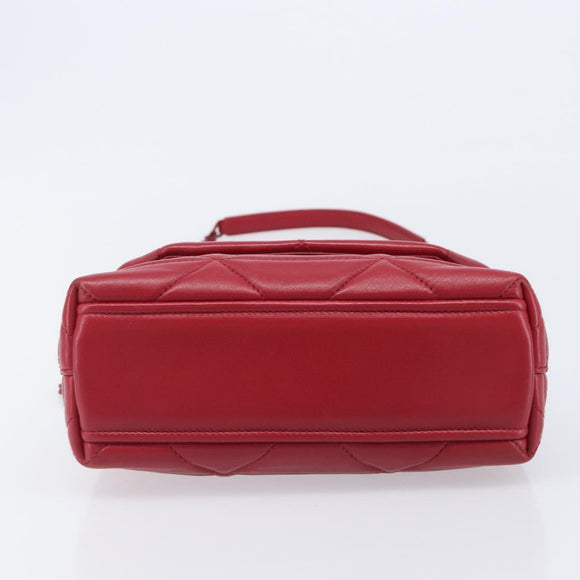 PRADA Chain Shoulder Bag Leather Red Silver Auth 206931V