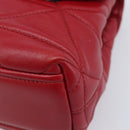 PRADA Chain Shoulder Bag Leather Red Silver Auth 206931V-17