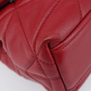 PRADA Chain Shoulder Bag Leather Red Silver Auth 206931V-18
