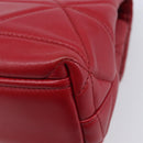 PRADA Chain Shoulder Bag Leather Red Silver Auth 206931V-19