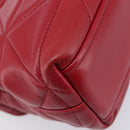 PRADA Chain Shoulder Bag Leather Red Silver Auth 206931V-20