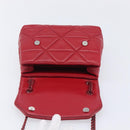 PRADA Chain Shoulder Bag Leather Red Silver Auth 206931V-22