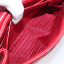 PRADA Chain Shoulder Bag Leather Red Silver Auth 206931V-9