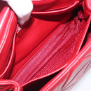 PRADA Chain Shoulder Bag Leather Red Silver Auth 206931V-26