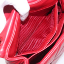 PRADA Chain Shoulder Bag Leather Red Silver Auth 206931V-27