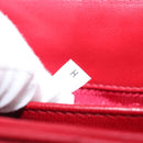 PRADA Chain Shoulder Bag Leather Red Silver Auth 206931V-11
