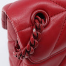 PRADA Chain Shoulder Bag Leather Red Silver Auth 206931V-8