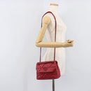 PRADA Chain Shoulder Bag Leather Red Silver Auth 206931V-28