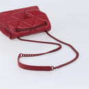 PRADA Chain Shoulder Bag Leather Red Silver Auth 206931V-7