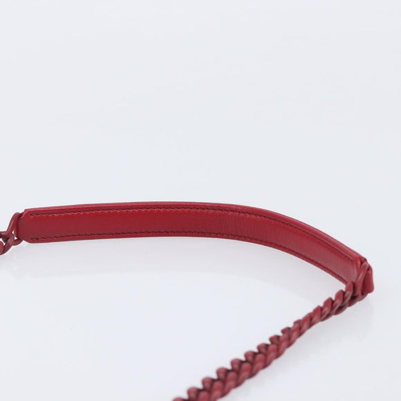 PRADA Chain Shoulder Bag Leather Red Silver Auth 206931V