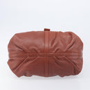 BVLGARI Chandra Hand Bag Leather Brown Gold Auth 206932-10