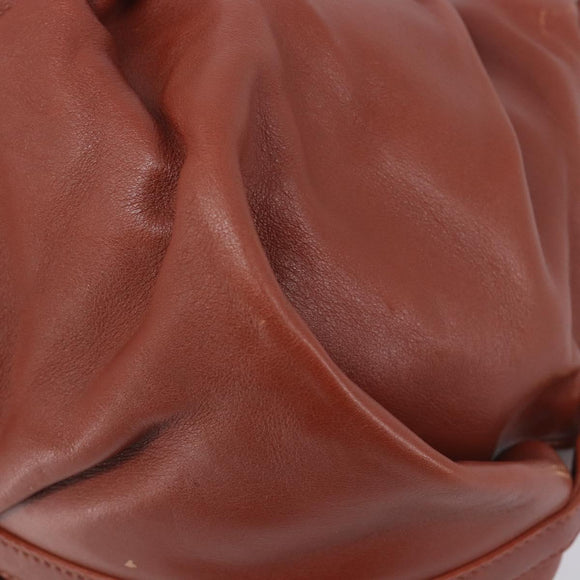 BVLGARI Chandra Hand Bag Leather Brown Gold Auth 206932