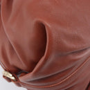 BVLGARI Chandra Hand Bag Leather Brown Gold Auth 206932-14