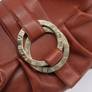 BVLGARI Chandra Hand Bag Leather Brown Gold Auth 206932-18