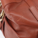 BVLGARI Chandra Hand Bag Leather Brown Gold Auth 206932-19