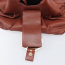 BVLGARI Chandra Hand Bag Leather Brown Gold Auth 206932-21