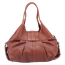 BVLGARI Chandra Hand Bag Leather Brown Gold Auth 206932-3
