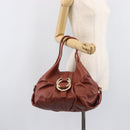 BVLGARI Chandra Hand Bag Leather Brown Gold Auth 206932-30