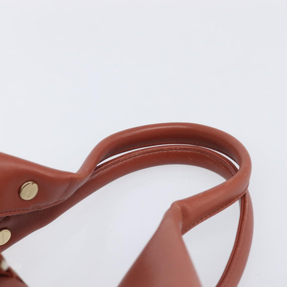 BVLGARI Chandra Hand Bag Leather Brown Gold Auth 206932