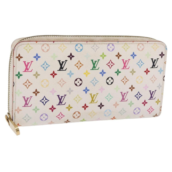 LOUIS VUITTON Monogram Multicolor Zippy Long Wallet White M60241 LV Auth 206935