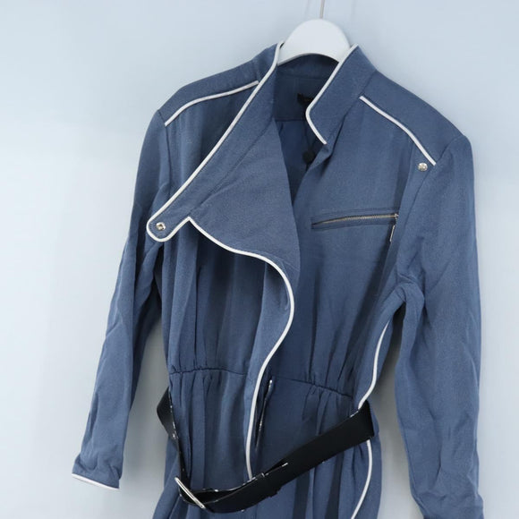 LOUIS VUITTON All-in-one Jumpsuit Wool Light Blue Silver LV Auth 206948
