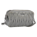 Miu Miu Matelasse Shoulder Bag Leather Silver Auth 206966A-1