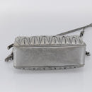 Miu Miu Matelasse Shoulder Bag Leather Silver Auth 206966A-10