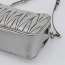Miu Miu Matelasse Shoulder Bag Leather Silver Auth 206966A-11