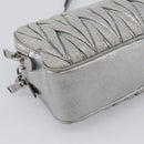 Miu Miu Matelasse Shoulder Bag Leather Silver Auth 206966A-12