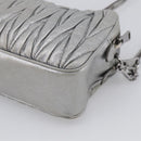 Miu Miu Matelasse Shoulder Bag Leather Silver Auth 206966A-13