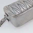 Miu Miu Matelasse Shoulder Bag Leather Silver Auth 206966A-14