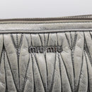 Miu Miu Matelasse Shoulder Bag Leather Silver Auth 206966A-16