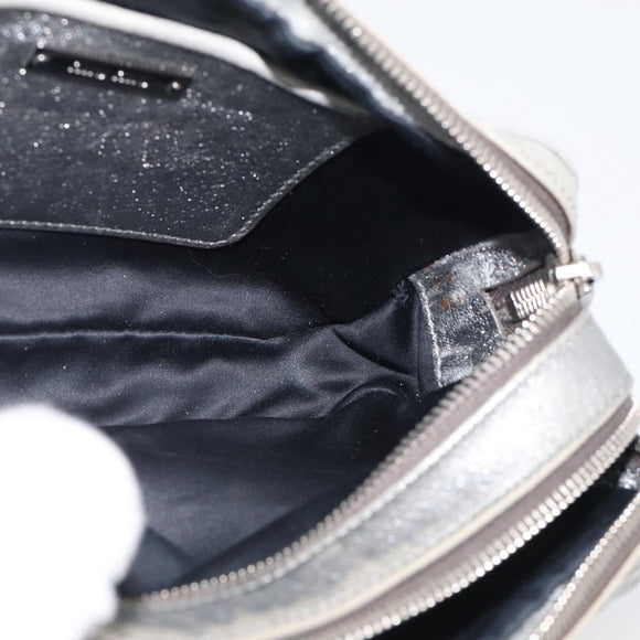 Miu Miu Matelasse Shoulder Bag Leather Silver Auth 206966A