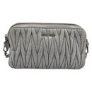Miu Miu Matelasse Shoulder Bag Leather Silver Auth 206966A-2