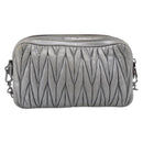 Miu Miu Matelasse Shoulder Bag Leather Silver Auth 206966A-3