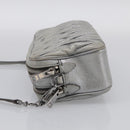 Miu Miu Matelasse Shoulder Bag Leather Silver Auth 206966A-4