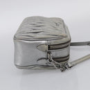 Miu Miu Matelasse Shoulder Bag Leather Silver Auth 206966A-5