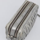 Miu Miu Matelasse Shoulder Bag Leather Silver Auth 206966A-6