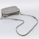 Miu Miu Matelasse Shoulder Bag Leather Silver Auth 206966A-7