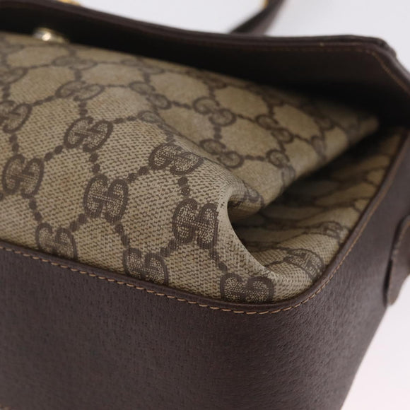 GUCCI GG Supreme Web Sherry Line Bag PVC Beige Gold 904 02 084 Auth 206972