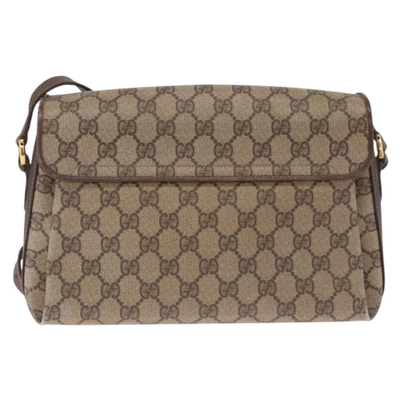 GUCCI GG Supreme Web Sherry Line Bag PVC Beige Gold 904 02 084 Auth 206972