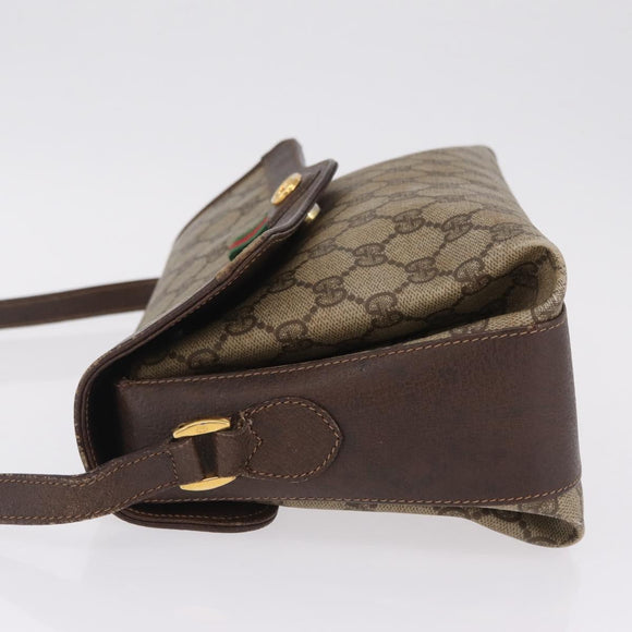 GUCCI GG Supreme Web Sherry Line Bag PVC Beige Gold 904 02 084 Auth 206972