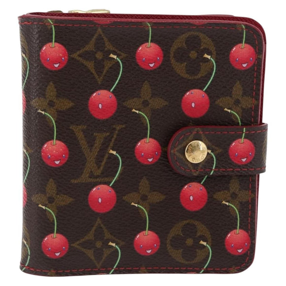 LOUIS VUITTON Monogram Cherry Compact Zip Bifold Wallet M95005 LV Auth 206975M